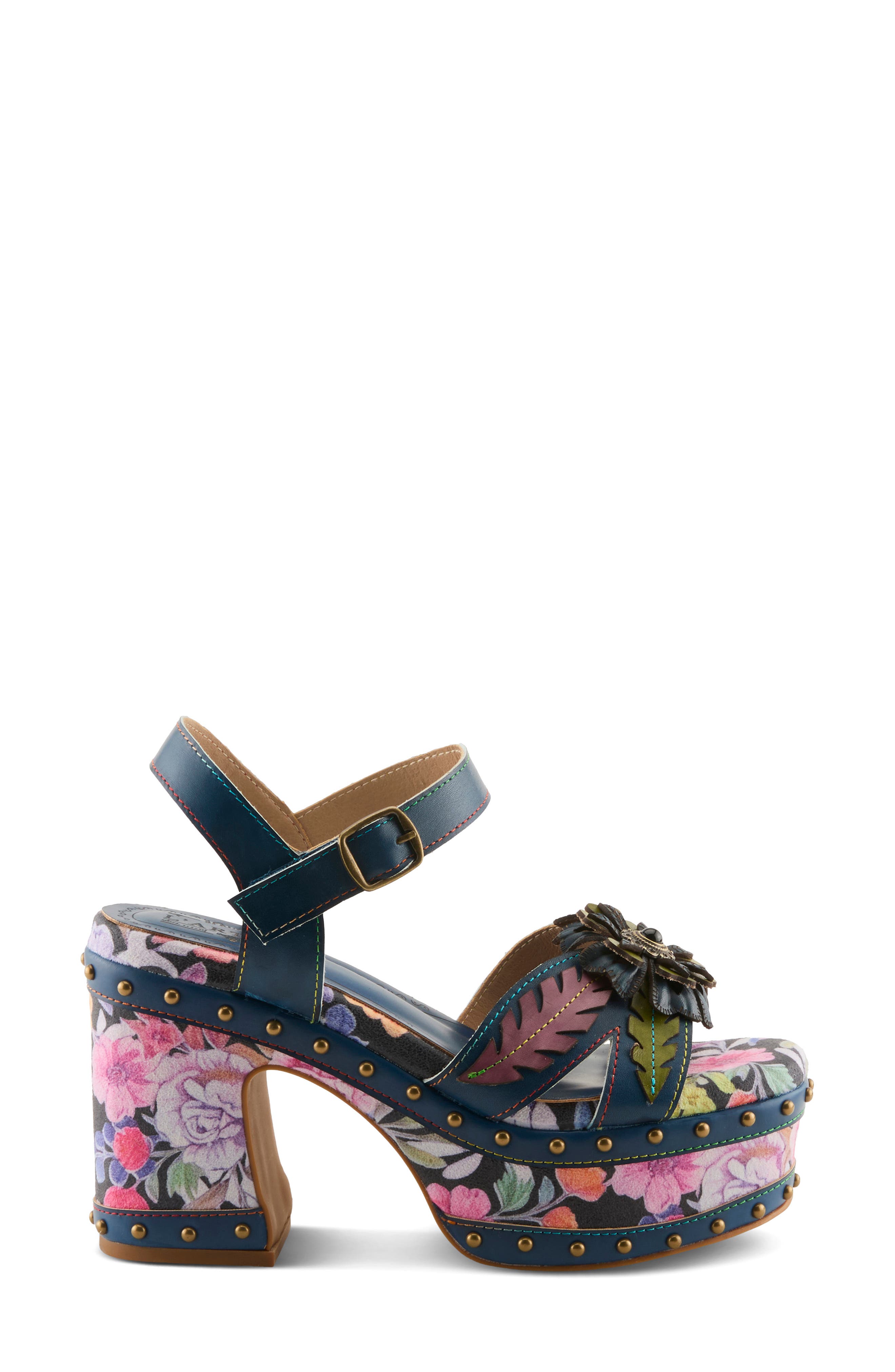 L'Artiste by Spring Step Deckedout Ankle Strap Platform Sandal, Alternate, color, Navy Multi