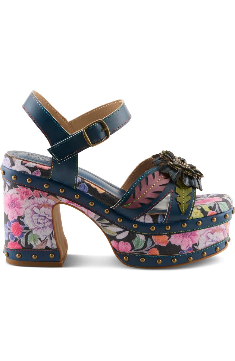 L'Artiste by Spring Step Deckedout Ankle Strap Platform Sandal, Alternate, color, Navy Multi