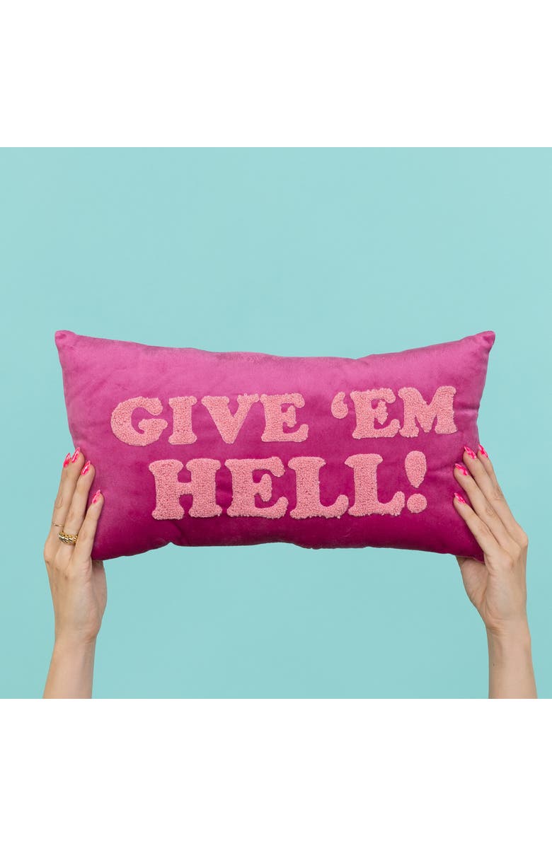 Totalee Gift Give 'Em Hell Towel Loop Lumbar Pillow Polyester Pink, Alternate, color, Pink