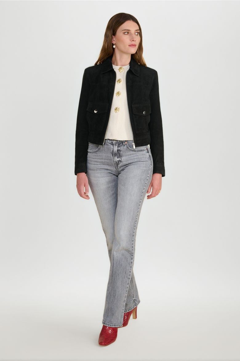 Isabella Suede Jacket, Alternate, color, Black