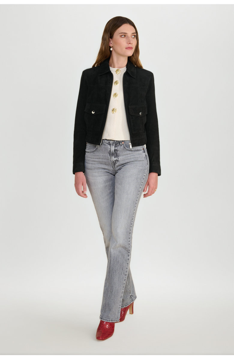 FURNIQ UK Isabella Suede Jacket, Alternate, color, Black