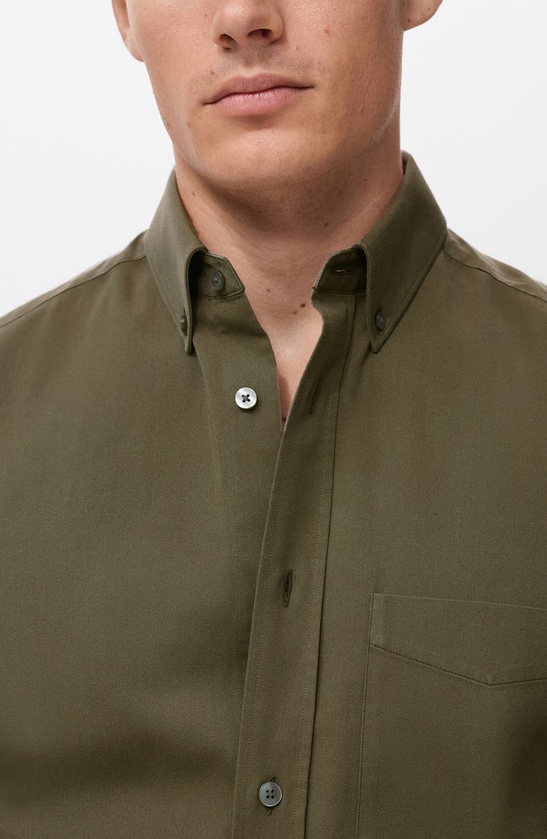 MANGO Regular Fit Button Down Shirt, Alternate, color, Medium Brown