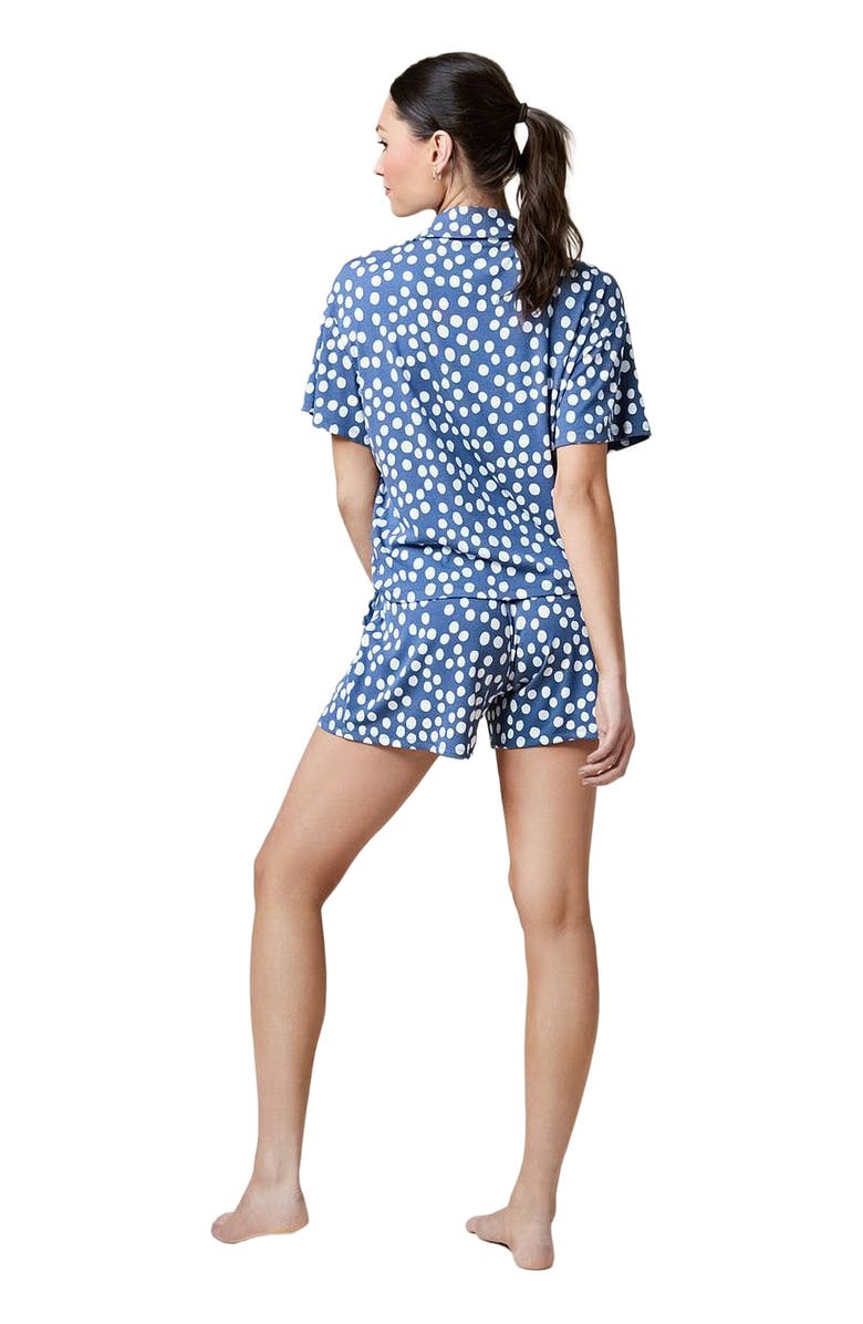 Softies Soft Sleep Caftan Top and Short Pajama Set, Alternate, color, Indigo Dot
