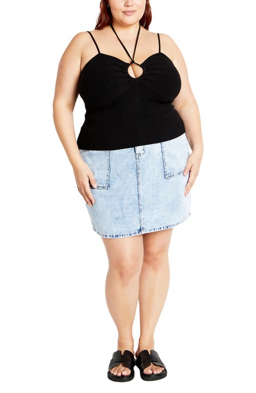 City Chic Jez Rib Strappy Camisole In Black