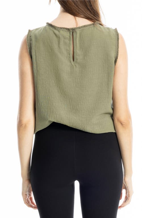 Max Studio Ruffle Front Sleeveless Top In Green
