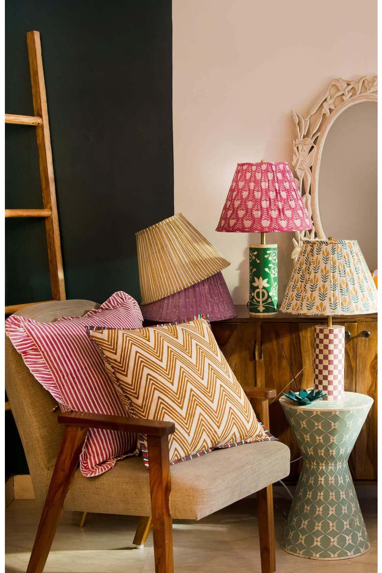 Candystripe Pleated Lamp Shade, Alternate, color, Yellow