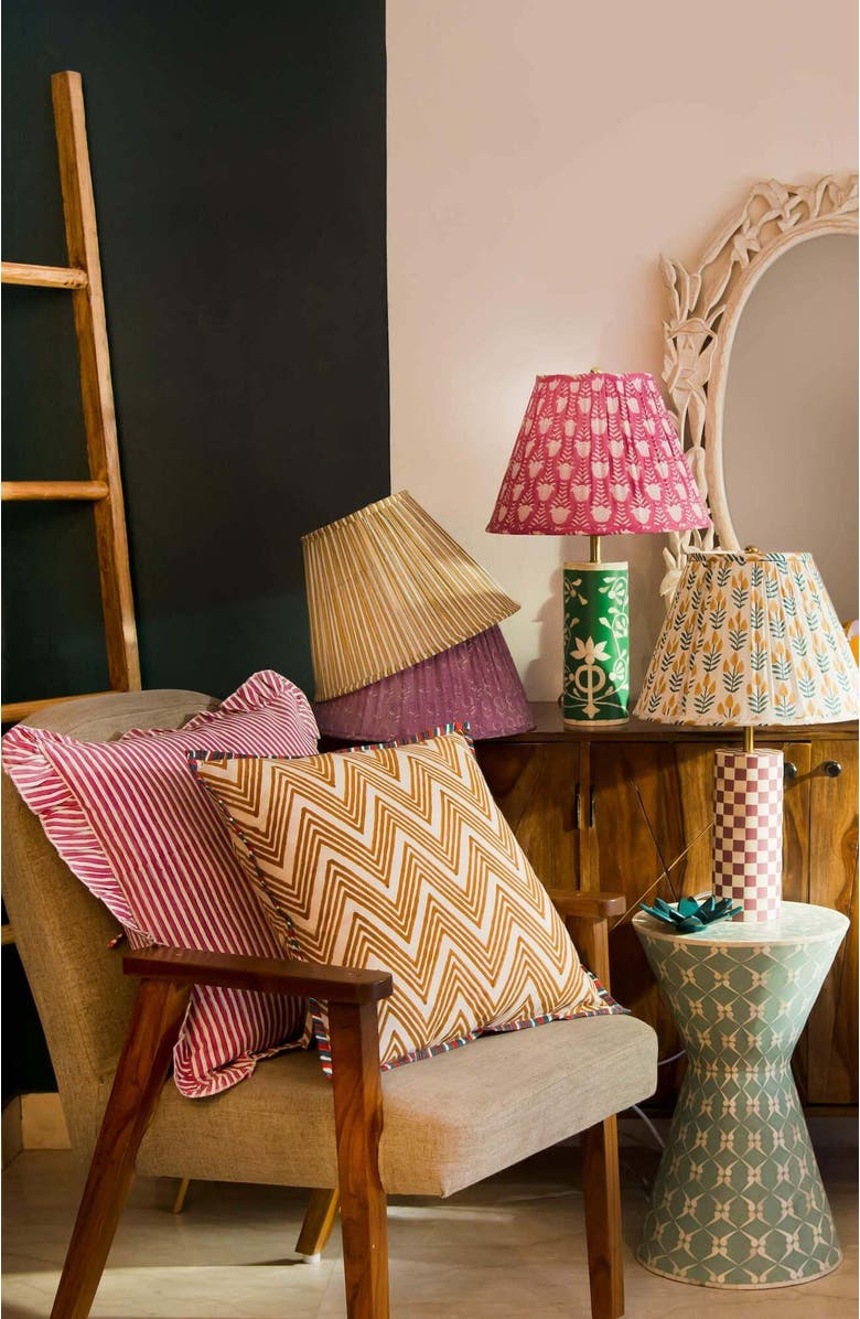 Mela Artisans Candystripe Pleated Lamp Shade, Alternate, color, Yellow