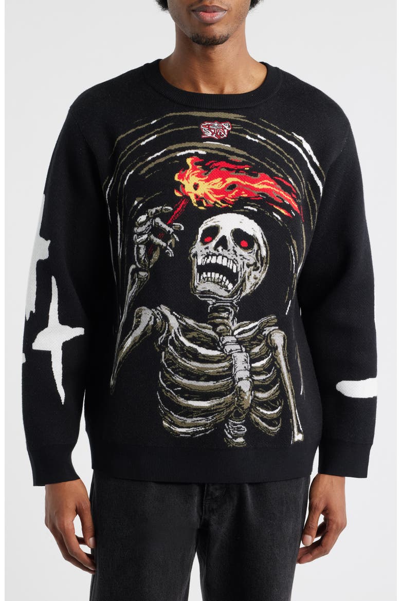 Flame Sweatshirt, Main, color, BLACK