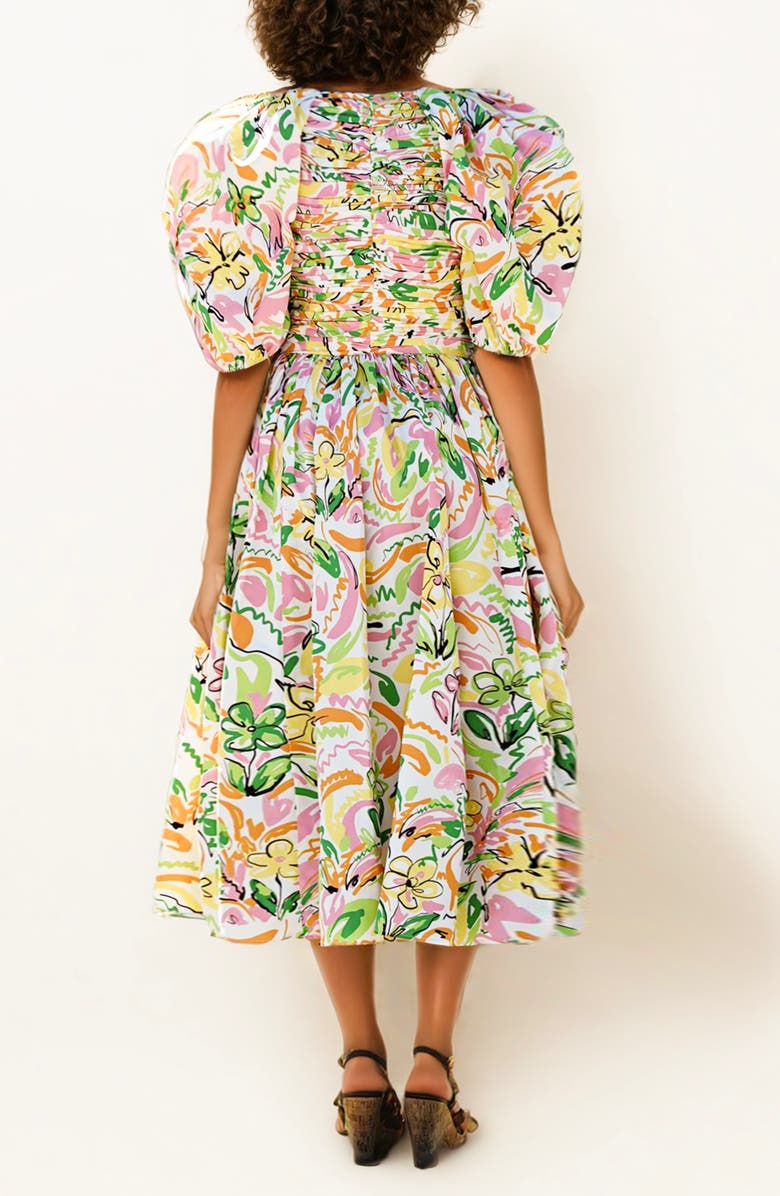 Jessie Zhao New York Wonderland Floral Taffeta Midi Dress, Alternate, color, Green