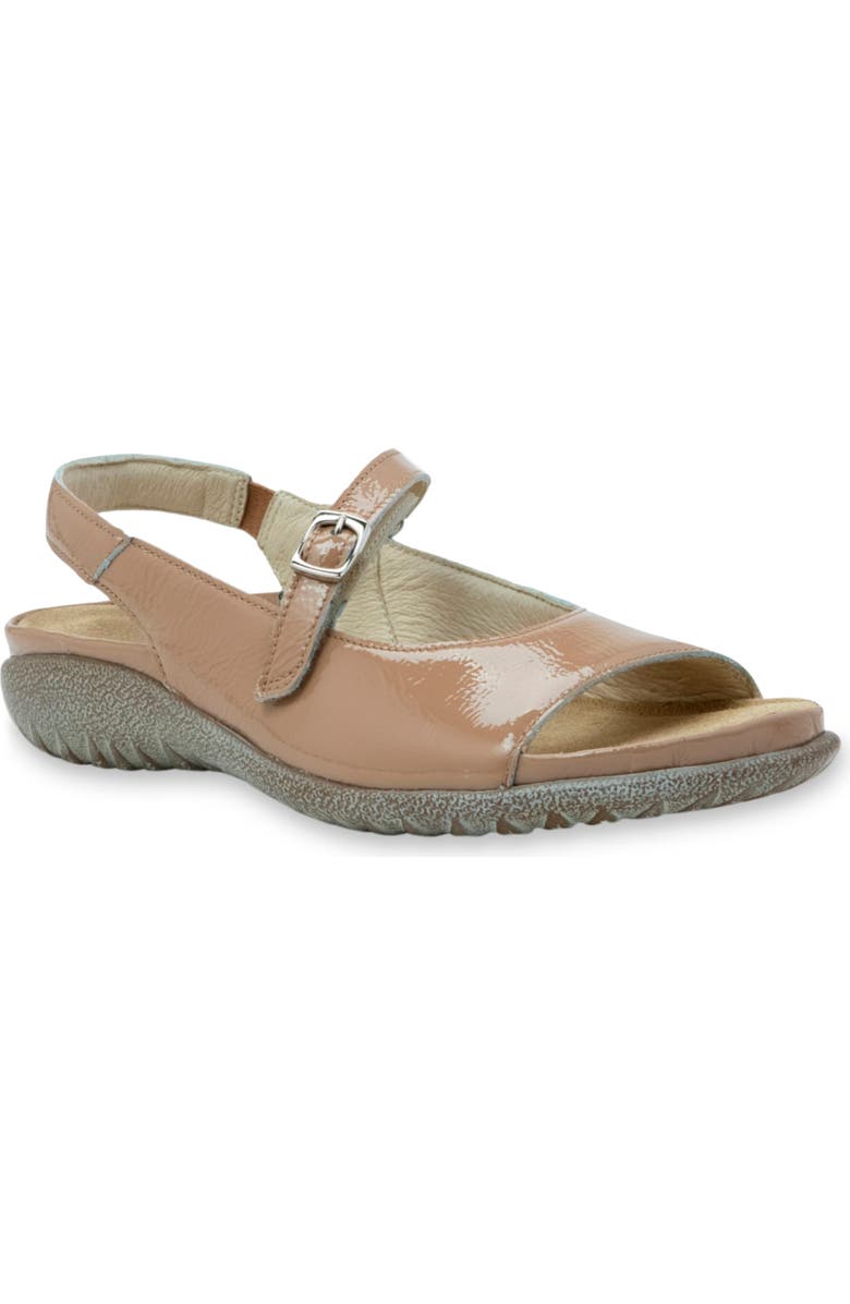 Naot Toka Slingback Sandal, Main, color, Camel Crinkle Patent Leather