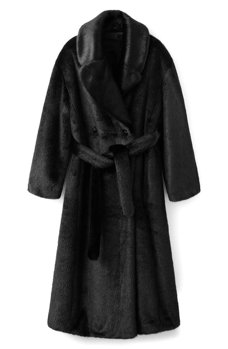 MANGO Faux Fur Belted Coat, Main, color,