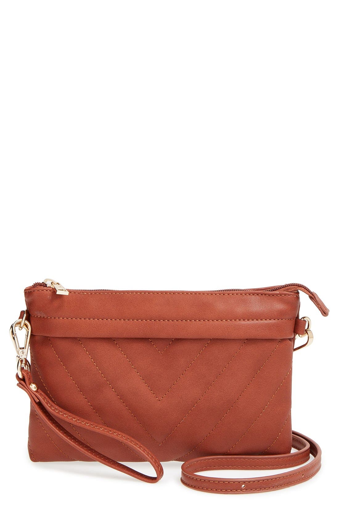 'Maddie' Crossbody Wristlet, Main, color, COGNAC