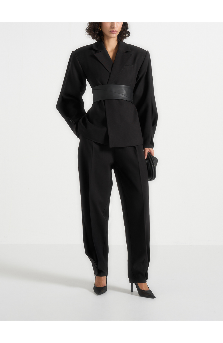 Manière De Voir Sophie Wool Twist Leg Tailored Trousers, Main, color, Black