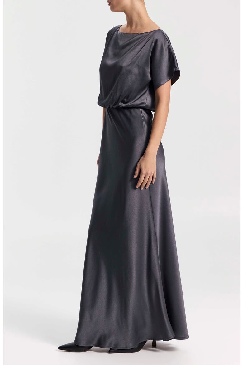 Maxi Satin Dress, Alternate, color, Grey