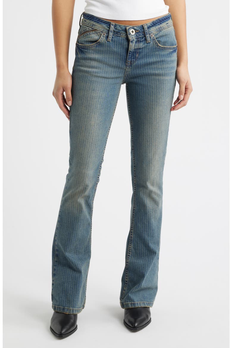 Brooke Pinstripe Low Rise Flare Jeans, Main, color, TINTED STRIPE