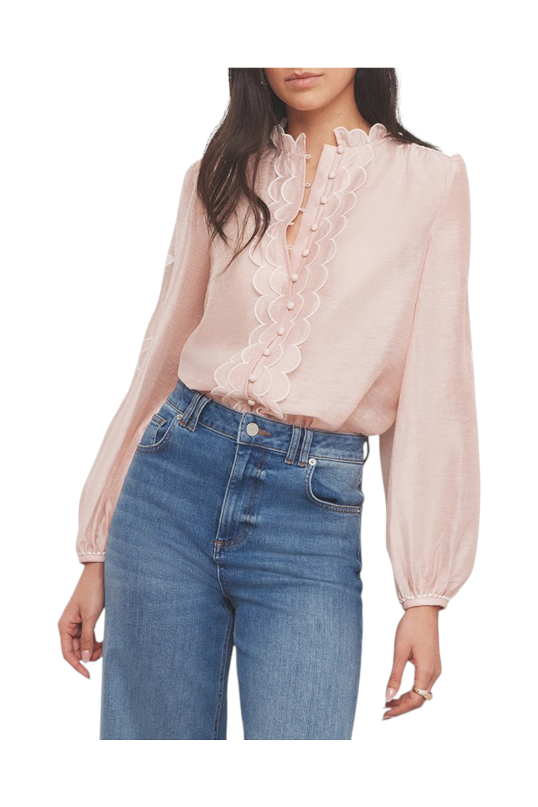 Embroidered Ruffle Blouse, Main, color, Light Pink
