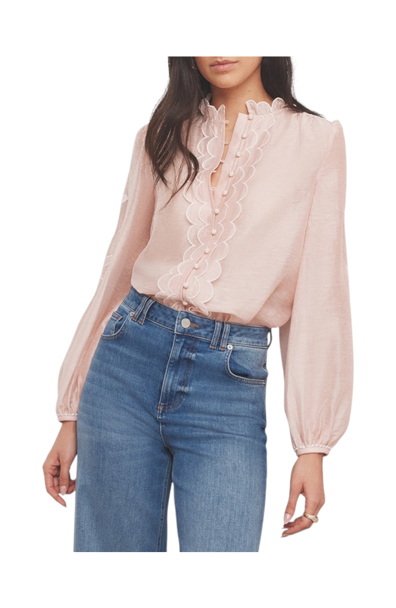MINT VELVET Embroidered Ruffle Blouse, Main, color, Light Pink