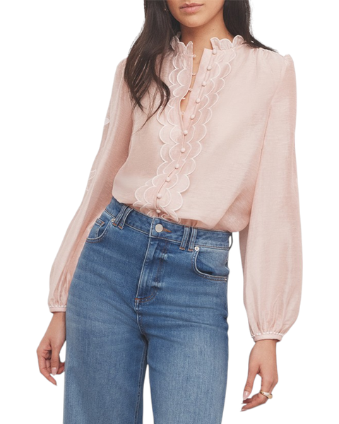 Embroidered Ruffle Blouse