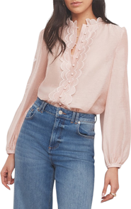 MINT VELVET Embroidered Ruffle Blouse