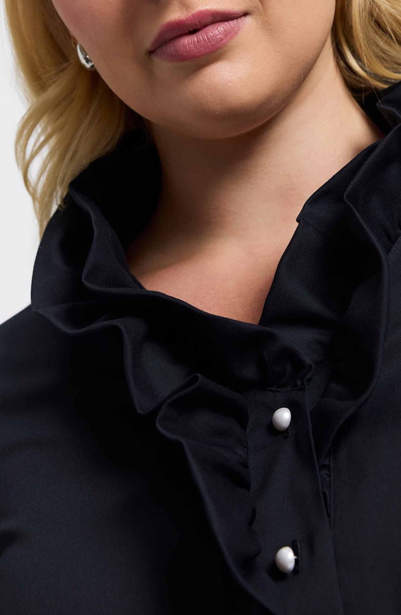 Foxcroft Edith Ruffl Shirt, Alternate, color, Black