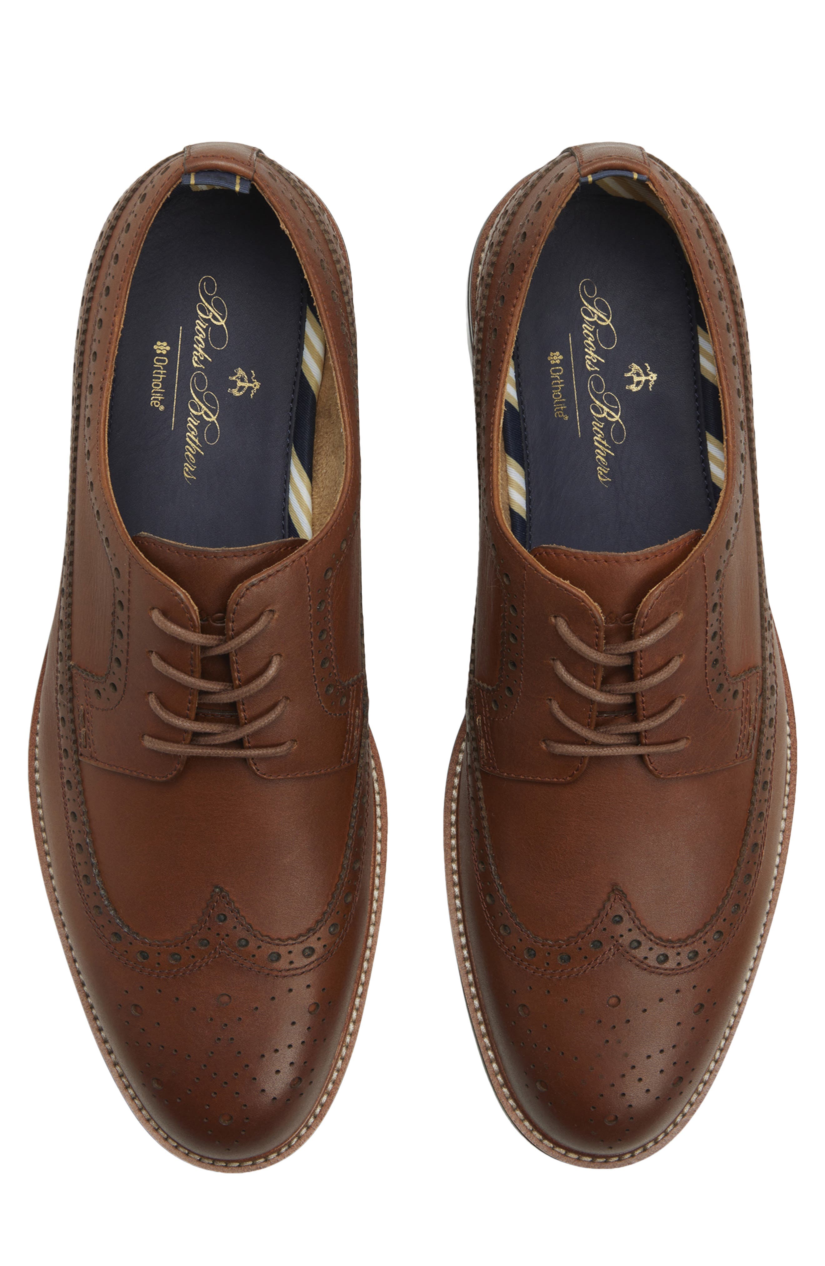 Brooks Brothers Brookfield Brogue Oxford, Alternate, color, Brown