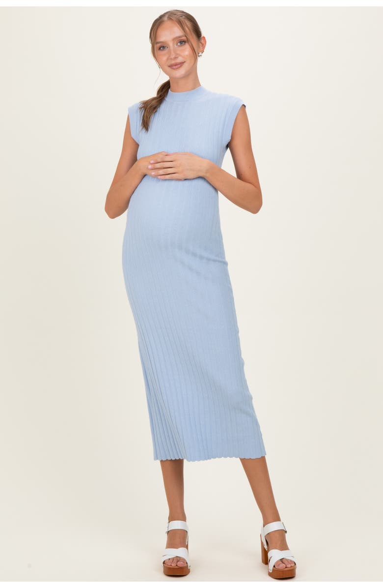 PinkBlush Ribbed Knit Mock Neck Maxi Dress, Main, color, Light Blue