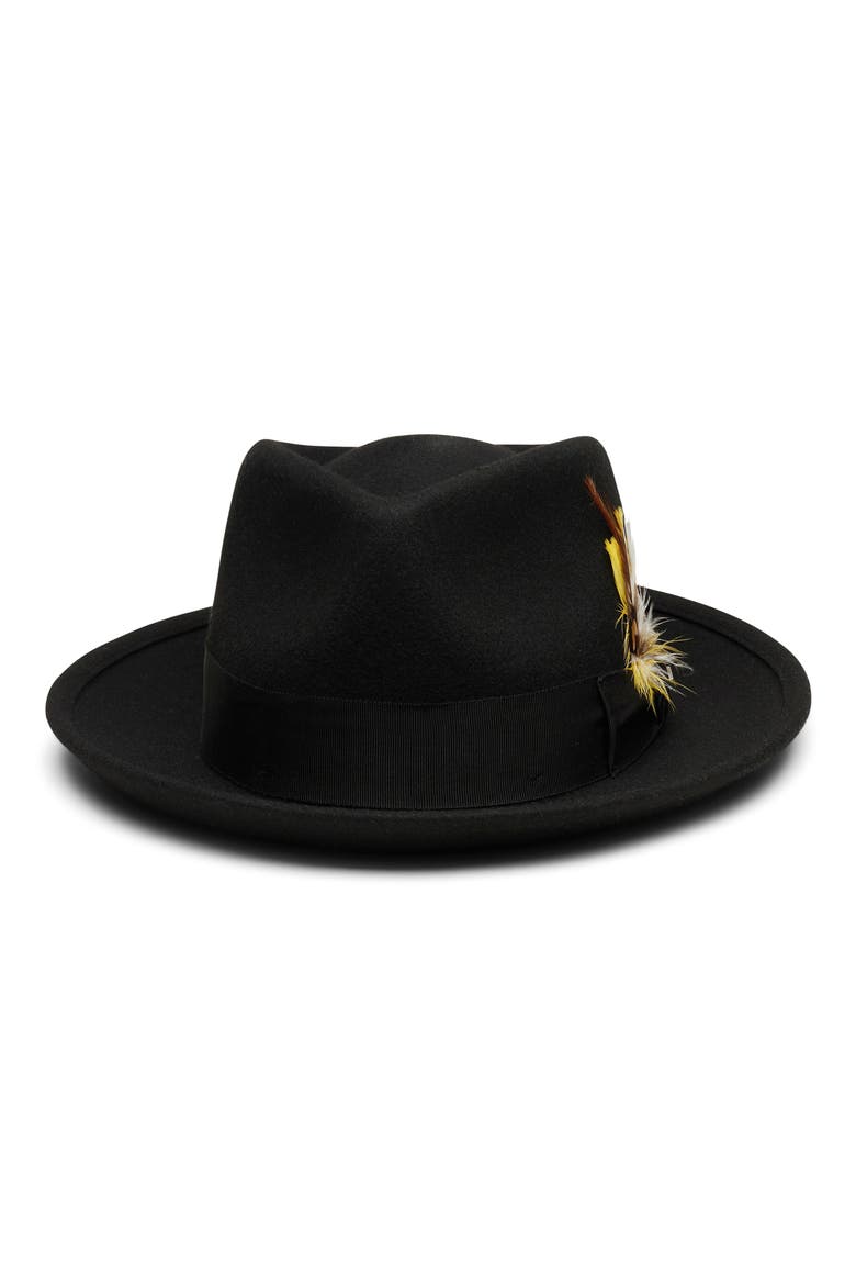 Wool Fedora Hat, Alternate, color, BLACK