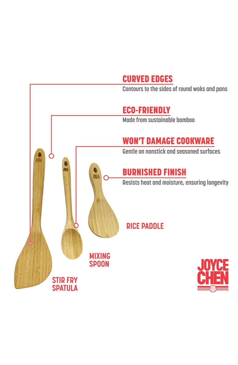 JOYCE CHEN Burnished Wok Utensils, 3-Piece Stir Fry Set, Alternate, color, Bamboo
