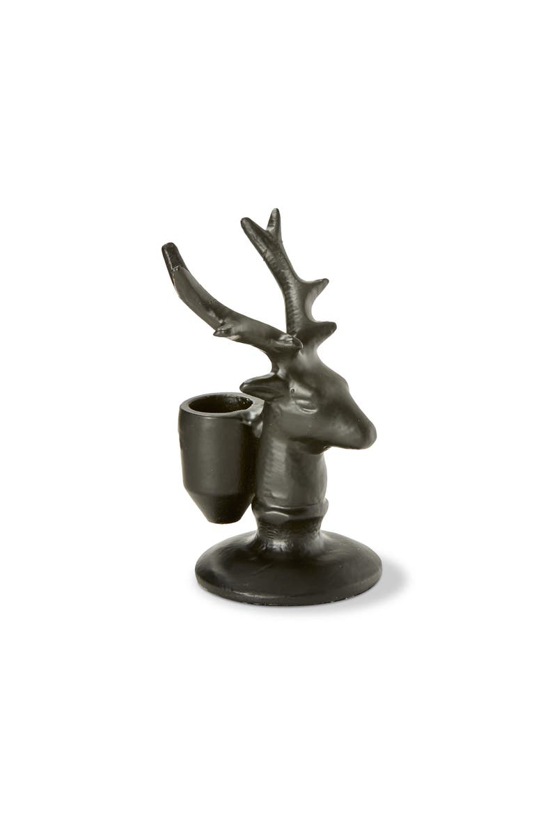 Reindeer Taper Holder Black Aluminum Candle Sculpture Christmas, Main, color, Black