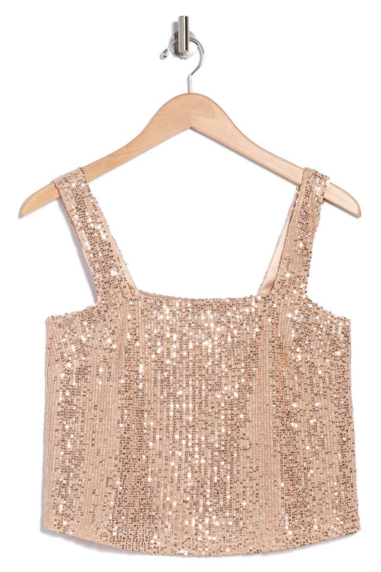 Relaxed Sequin Crop Top, Alternate, color, ROSE GOLD