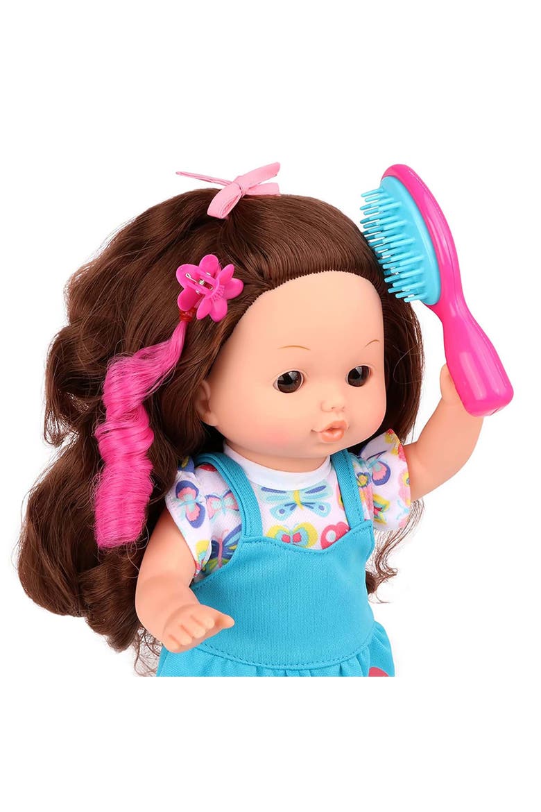 12 Inch Doll Hair Play Set Brunette, Alternate, color, Multicolored