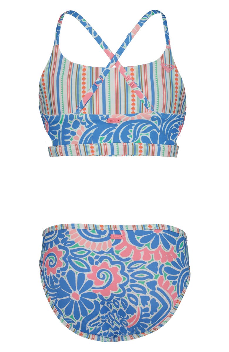 Roxy Kids' Cascais Reversible Two-Piece Swimsuit, Alternate, color, Silver Lake Blue