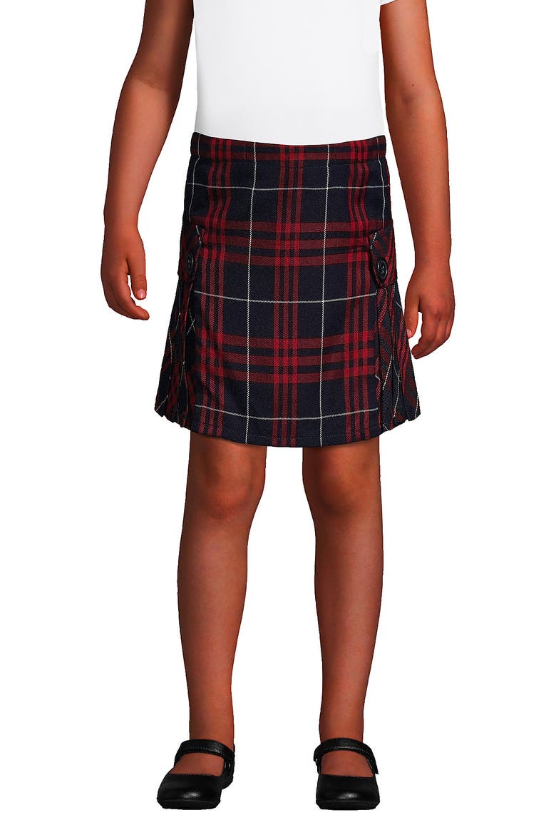 Girls Plus Side Pleat Plaid Skort Above the Knee, Main, color, Classic Navy Large Plaid