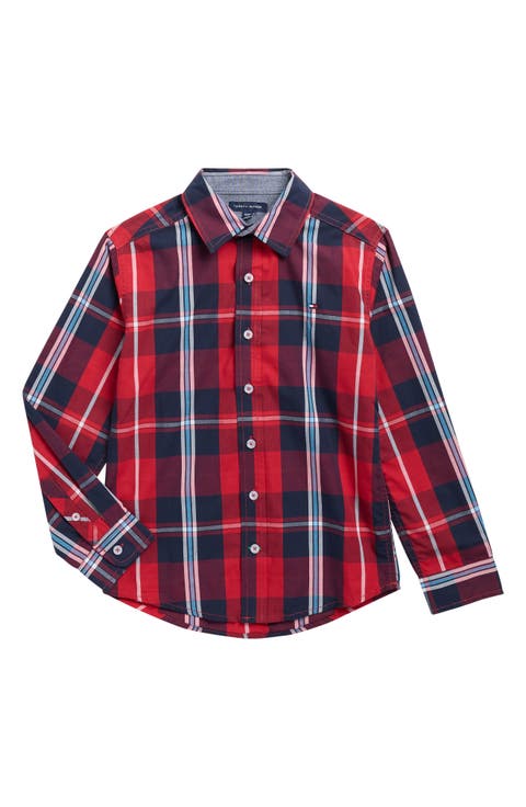 Kids' Exploded Plaid Button-Up Shirt (Big Kid)