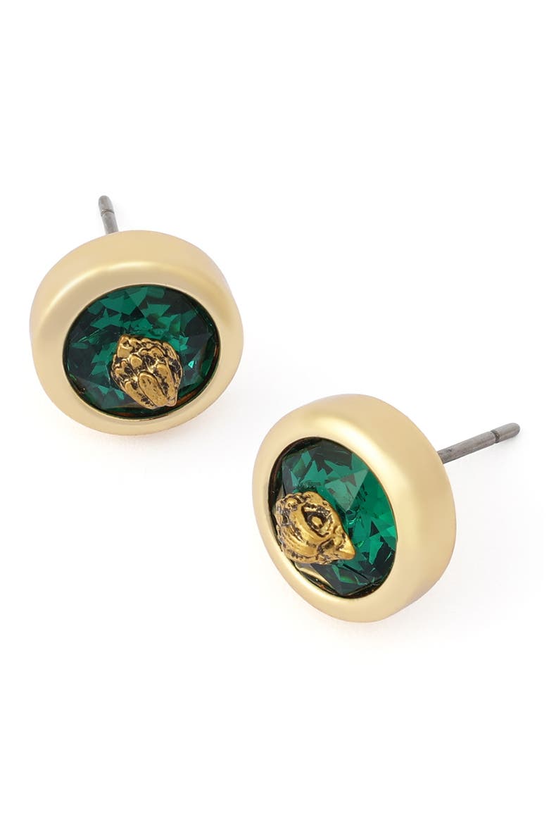 Round Stone Stud Earrings, Alternate, color, GREEN
