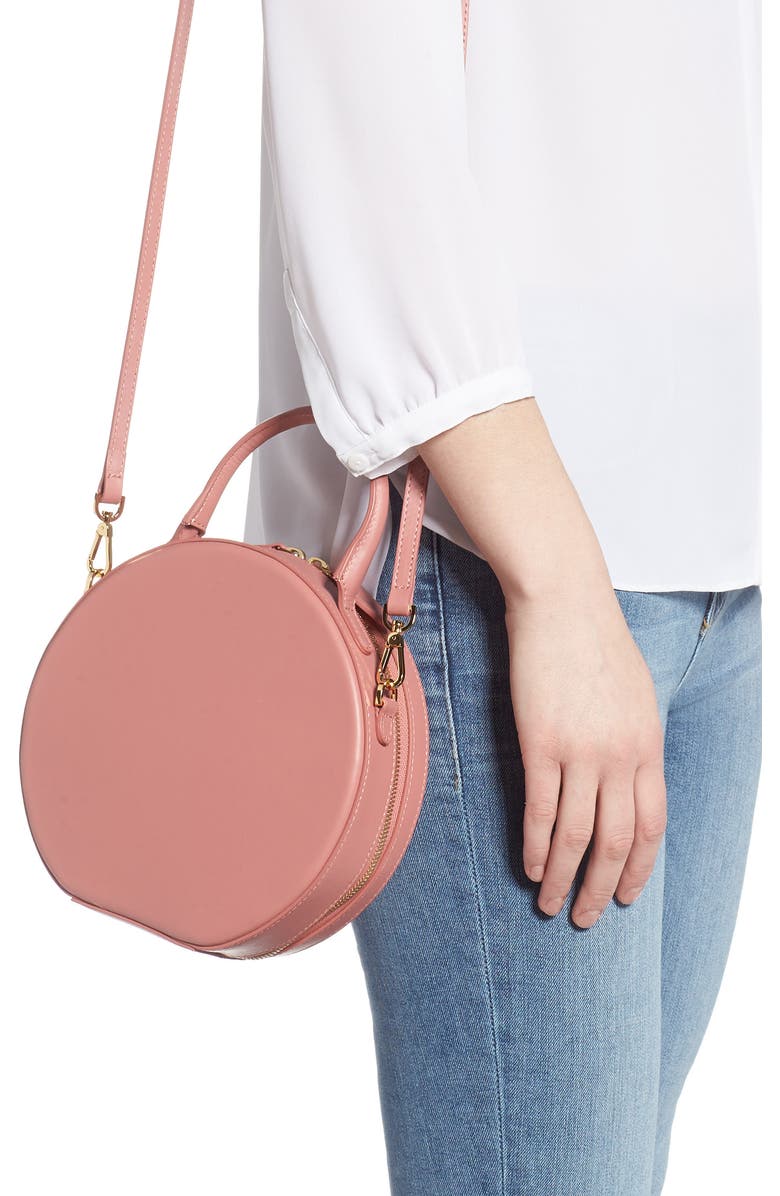 Mansur Gavriel Calfskin Leather Circle Crossbody Bag, Alternate, color, Blush