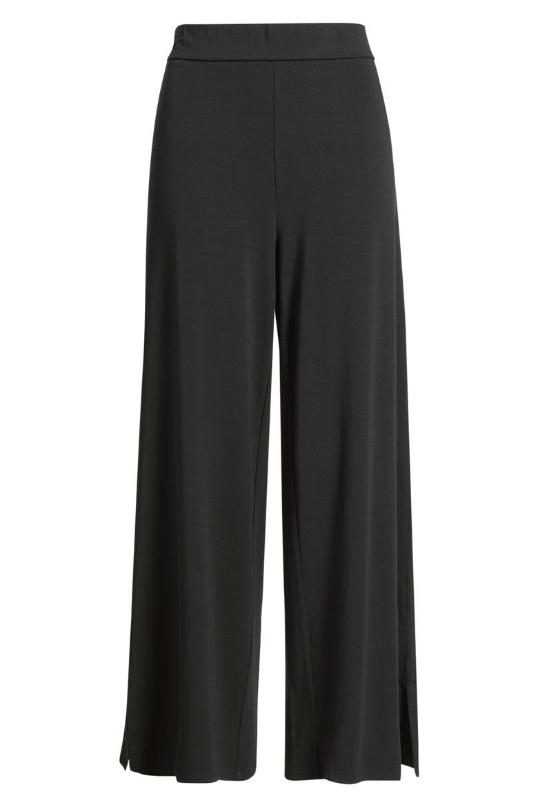 Side Slit Wide Leg Ankle Pants, Alternate, color, BLACK