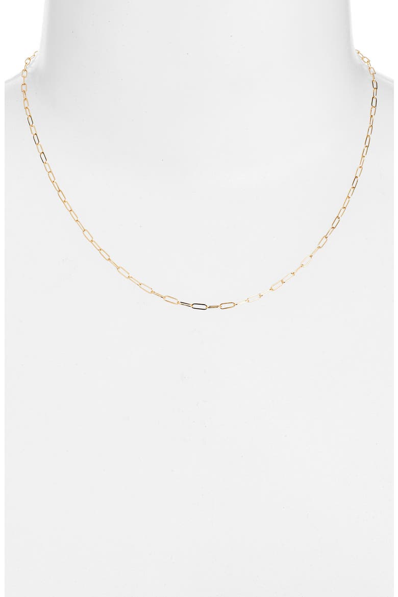 Mini Paper Clip Link Chain Necklace, Alternate, color, YELLOW GOLD