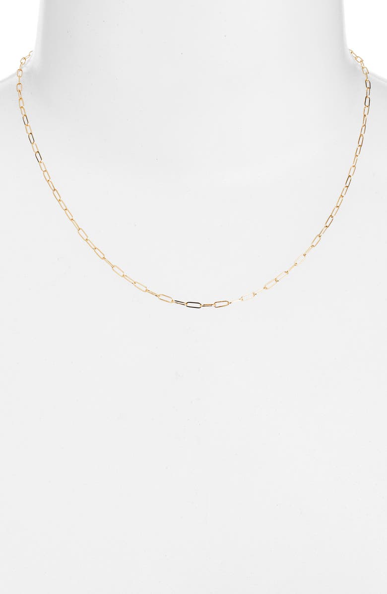 Anzie Mini Paper Clip Link Chain Necklace, Alternate, color, Yellow Gold