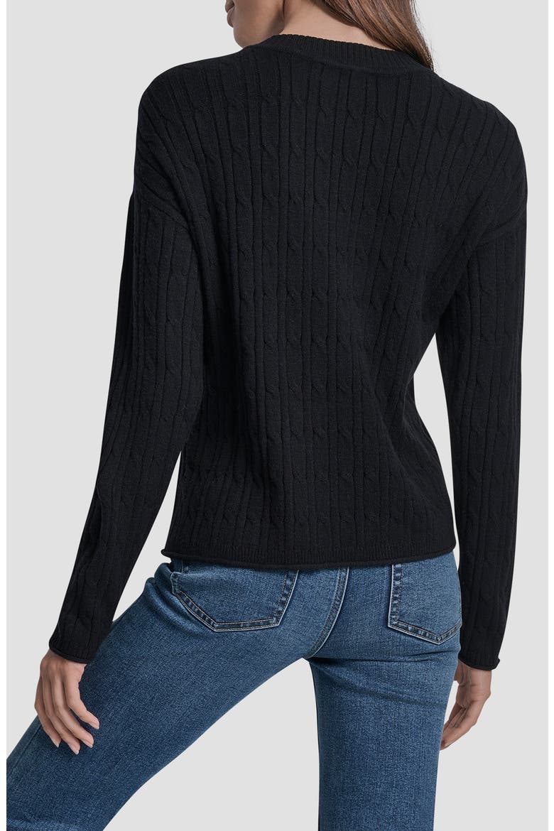 Crewneck Cable Stitch Sweater, Alternate, color, BLACK