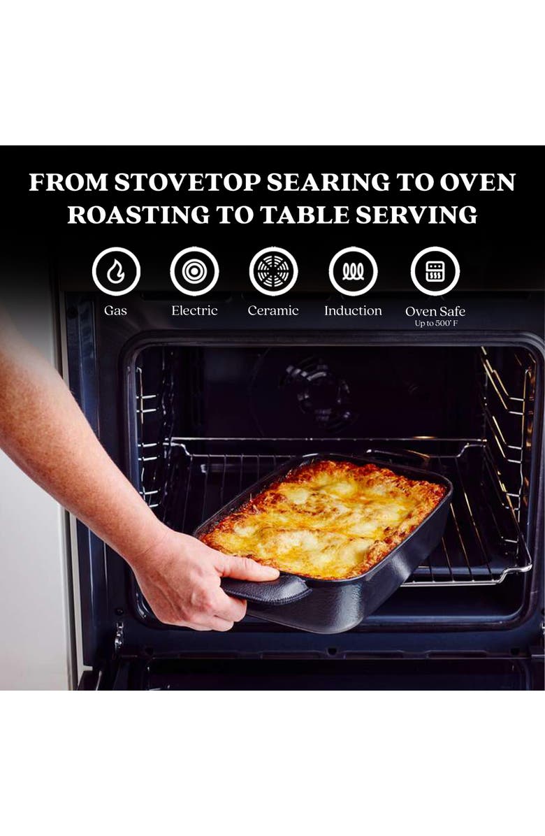 Alva Nori Enameled Cast Iron Backing Dish & Roasting Pan - 12x8, Alternate, color, Black