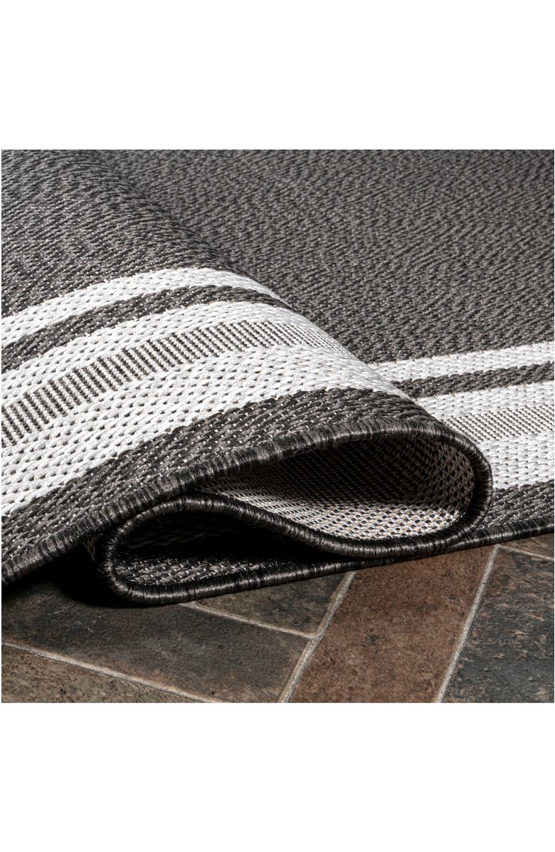 JONATHAN Y James Modern Border Stripe Indoor/Outdoor Area Rug, Alternate, color, Black/Cream