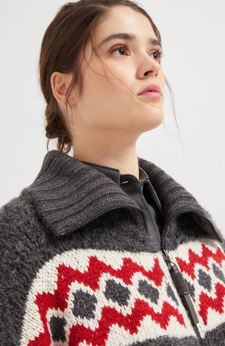 Brunello Cucinelli Retro Jacquard cardigan, Alternate, color, 