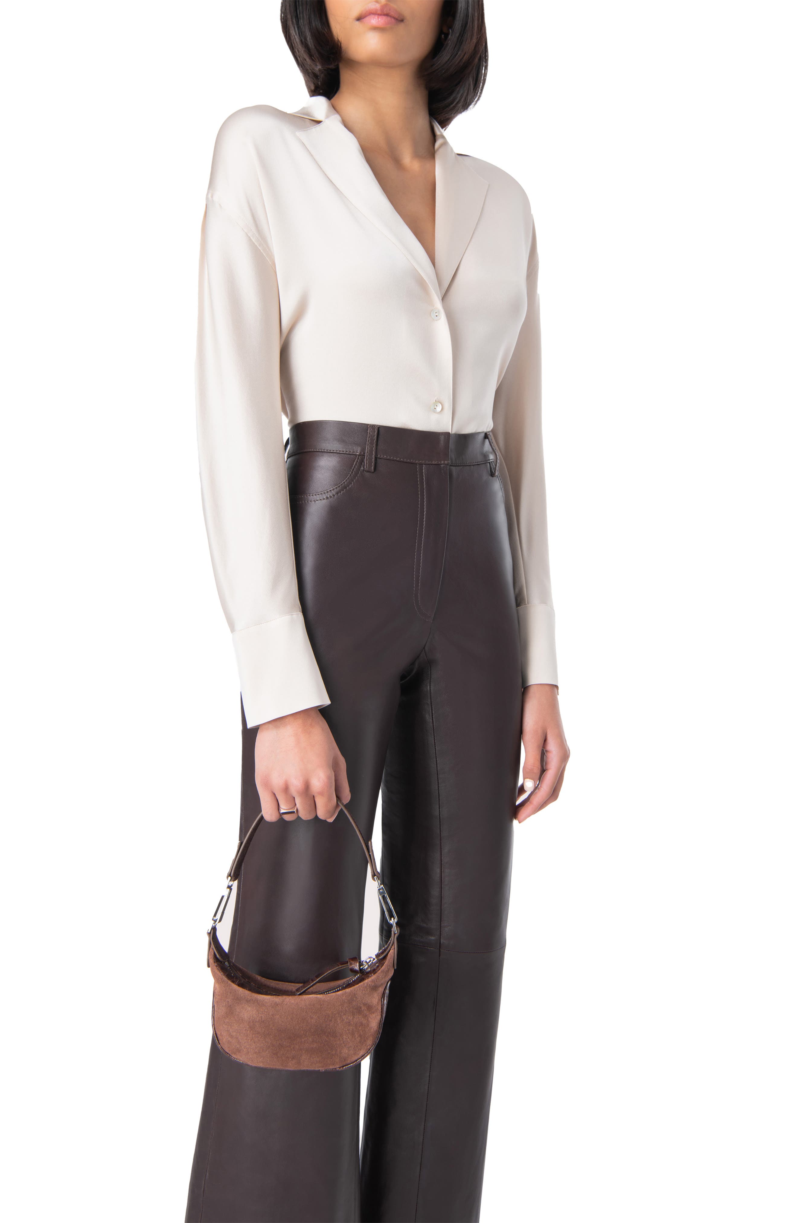 By Far Mini Ami Leather Shoulder Bag, Alternate, color, 