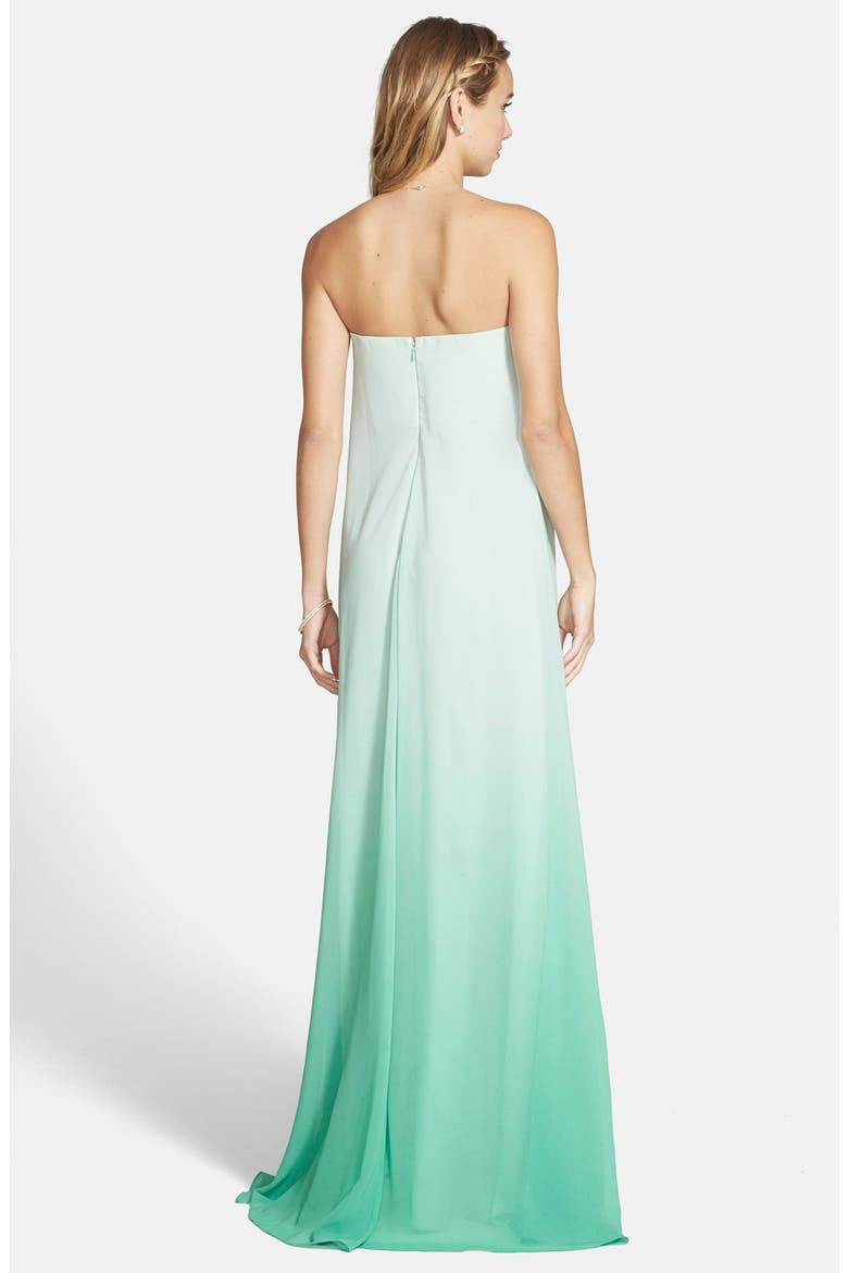 'Daria' Ombré Chiffon A-Line Gown, Alternate, color, SEAFOAM