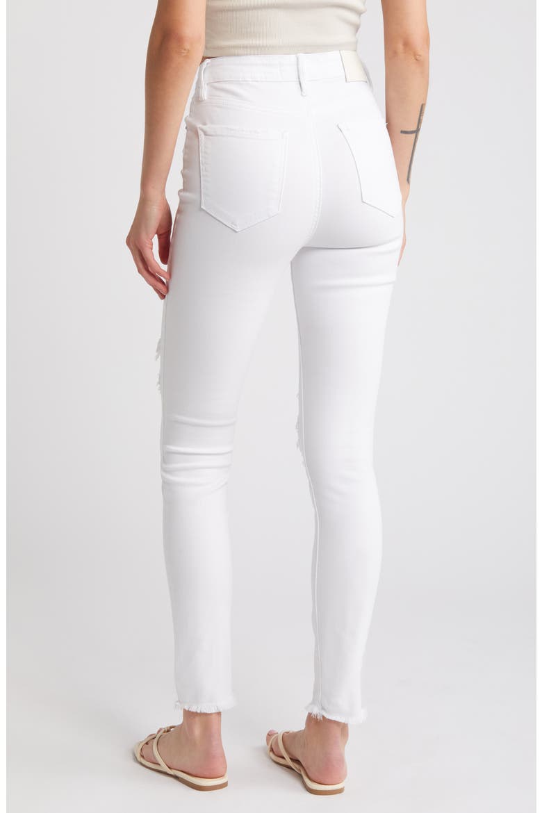 Distressed High Waist Ankle Skinny Jeans, Alternate, color, WHITE
