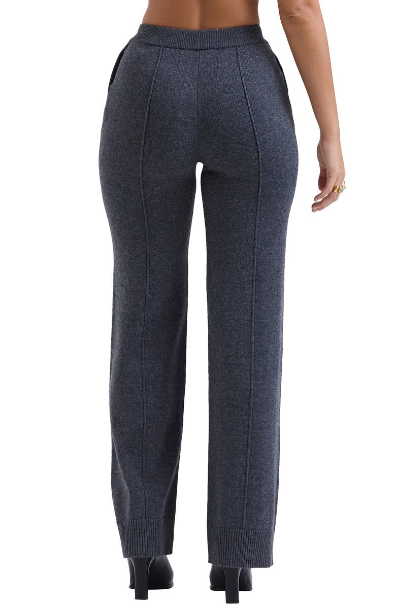 HOUSE OF CB Yalina Tie Waist Knit Track Pants, Alternate, color, Grey Melange