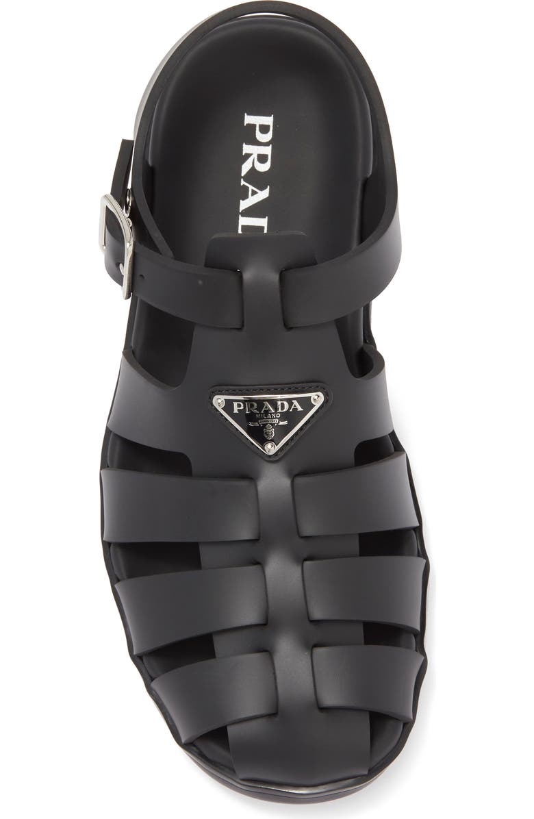 Prada Rubber Fisherman Sandal, Alternate, color, Nero