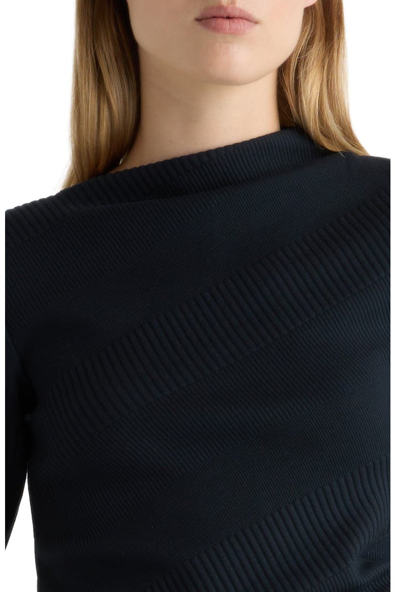 Pauline Ribbed Asymmetric Neck Top, Alternate, color, Navy