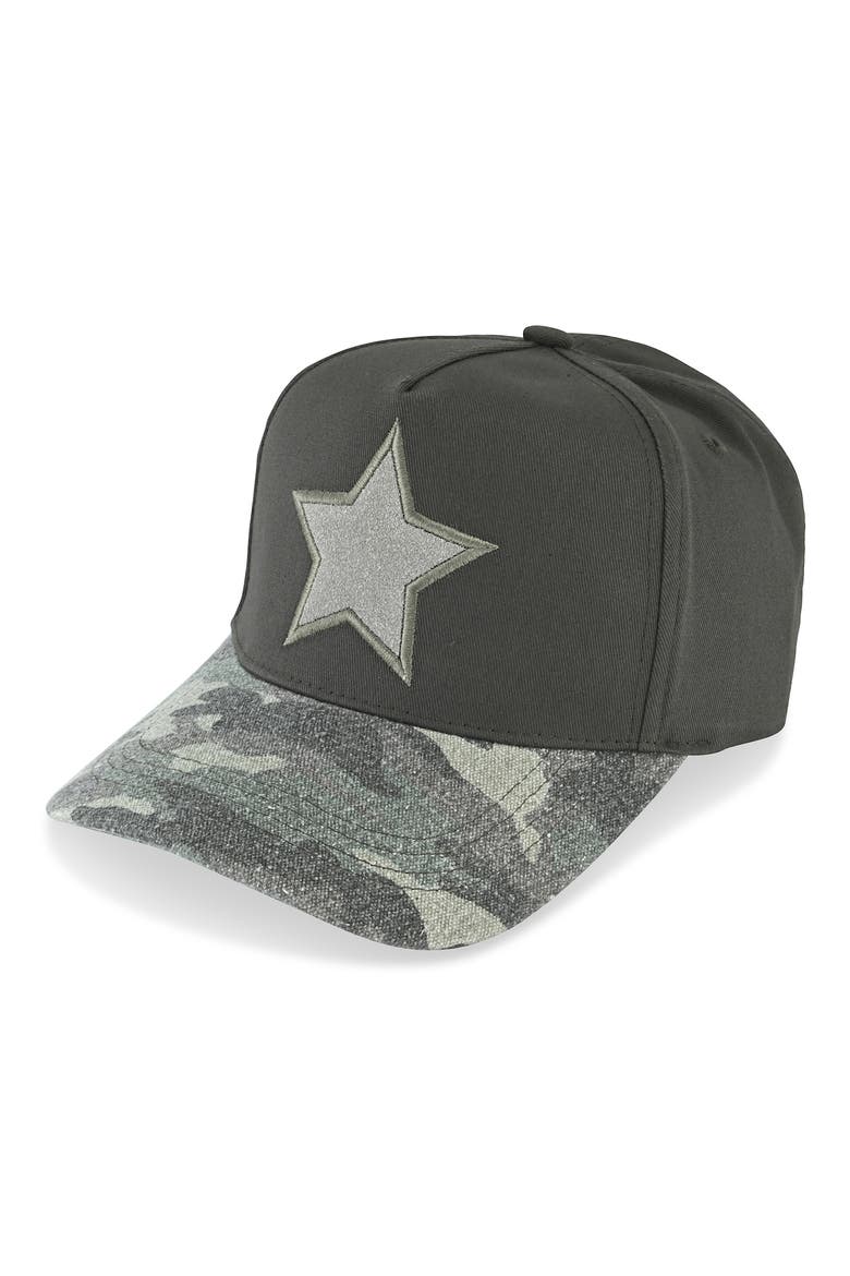 Embroidered Star Patch Baseball Cap, Alternate, color, OLIVE GREEN/ CAMO